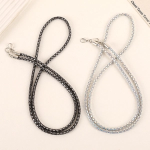 Crossbody bead phone lanyard with rhinestones and silver lobster clasps in two colors
