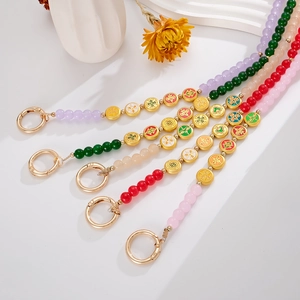 Handmade beaded crossbody phone and bag chains with Chinese coins in five vibrant colors