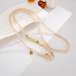 Handmade Chinese style beaded phone strap with five coins and lucky charm pendant