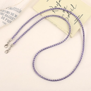 Chic purple beaded crossbody phone strap with sparkling crystals and silver lobster clasps