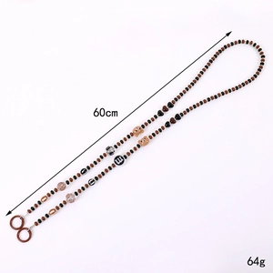Cartoon bear acrylic beaded crossbody phone lanyard with letter m charm 60cm length