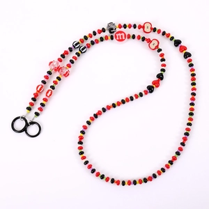 Cartoon acrylic bear crossbody phone chain with colorful beads and M logo charms