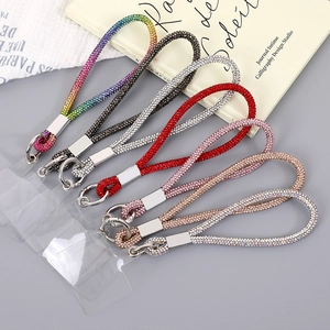 Luxurious rhinestone phone wrist strap set with metal clasps in seven assorted colors