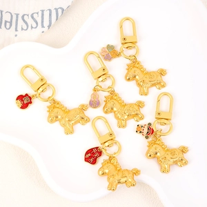 Portachiavi in Lega di Oro con Cavallo dello Zodiaco Ciondolo Dio della Ricchezza Portafortuna per Borsa Regalo di Capodanno