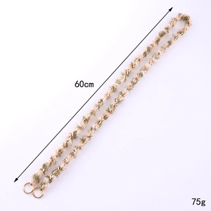Elegant 60cm mixed-color plush ribbon crossbody chain strap with gold hardware rings