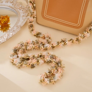 Elegant woven plush chain strap for crossbody bags with mixed colors and gold hardware