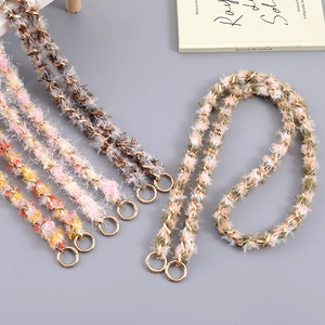 Correa de Bolso de Felpa y Cadena de Metal Reemplazo Cadena Larga Cruzada para Mujer Adornos de Bolso Accesorios de DIY Teléfono