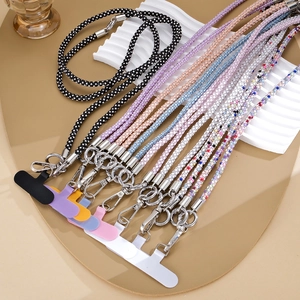 Lanière de Téléphone en Strass de Luxe pour Femmes Bandoulière Amovible Chaîne de Sac Avec Fermoir en Métal Accessoire Artisanal
