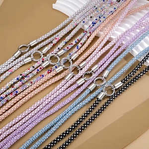 Luxury rhinestone 2-in-1 crossbody phone chain with silver rings in multiple colors