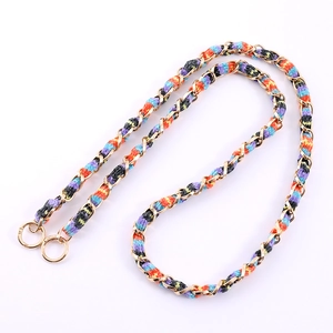 Rainbow woven chain strap for phone or bag with gold metal hardware and spring clasps