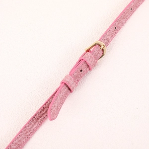 Tracolla regolabile in pelle denim rosa per telefono con fibbia in metallo dorato