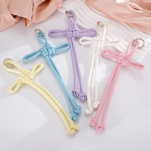 Handmade Woven PU Leather Chinese Knot Bag Charm Creative Vintage Ruyi Knot Hanging Ornament For Handbag Phone Keychain Decoration