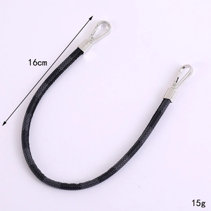 Cinturino minimalista in pelle intrecciata nera con moschettoni argento per borse 16cm