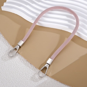 Pink suede leather bag strap with silver metal lobster clasps for handbags