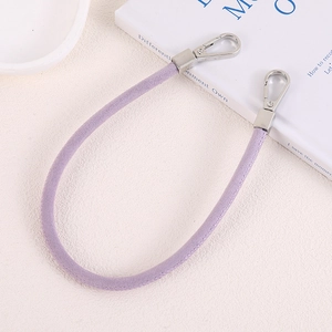 Light purple suede fabric wrist strap with silver metal lobster clasps for bags or phones