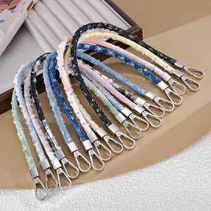 Chaînes de téléphone en jean à paillettes avec fermoirs mousquetons en métal argenté