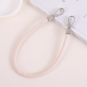 Pink faux suede handbag strap with silver lobster clasps for mobile phones and bags