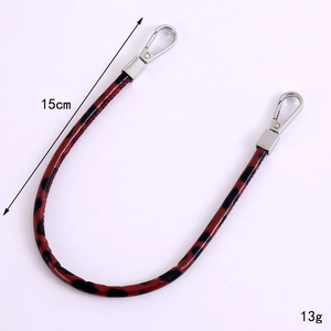 Fashionable red leopard print PU leather strap with silver lobster clasps, 15cm length