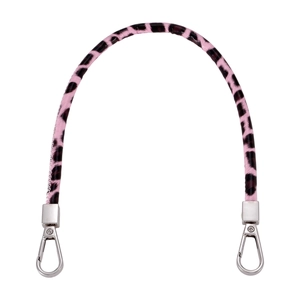 Pink and black leopard print PU leather handbag strap with silver lobster clasps