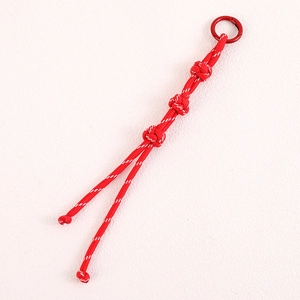 Handmade red Chinese knot woven nylon cord bag charm with metallic spring buckle