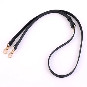 Adjustable black lychee leather crossbody strap with gold metal lobster clasps for bags