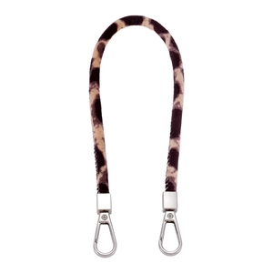 Plüsch Handgelenkschlaufe mit Leopardenmuster und silbernen Metallkarabinern