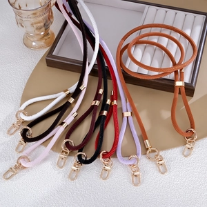 Adjustable woven leather crossbody phone strap with gold lobster clasps in multiple colors