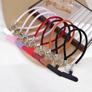 Durable Artificial Leather Phone Wrist Strap Anti Loss Handheld Phone Chain With Metal Ring Wristband Phone Accessory