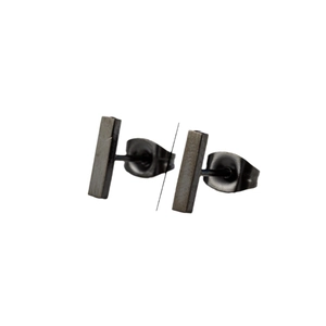 Boucles d'oreilles barres minimalistes en acier inoxydable noir mat avec fermoirs