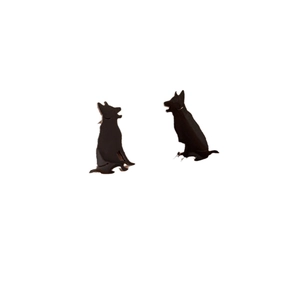 Minimalist black dog silhouette stud earrings with a sleek glossy finish for women