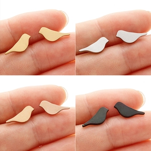 Minimalist Stainless Steel Bird Stud Earrings For Women Cute Animal Silhouette Pigeon Ear Bone Nails Fashion Jewelry Gift