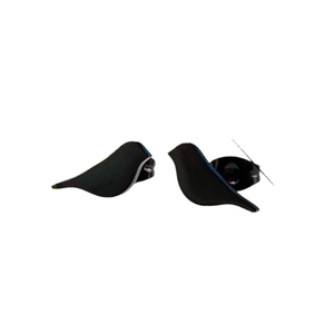 Minimalist black bird stainless steel stud earrings for women on white background
