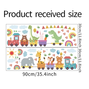 Détails des stickers muraux train animaux pour chambre d'enfant, dimensions 30x90cm