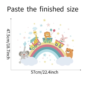 Cartoon animal rainbow train wall sticker dimensions 47.5x57cm for nursery decoration