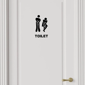 Funny PVC Toilet Door Sign Wall Sticker Creative Gender Icons Printed Removable Bathroom Decal Home Office Interior Decor