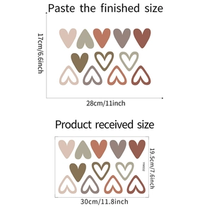 Morandi heart wall stickers in earthy tones for bedroom and living room decor