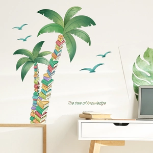 Creative book tree wall stickers for home decor featuring The Tree of Knowledge design
