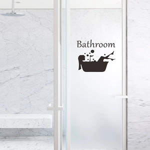 Classic self-adhesive bathroom wall sticker featuring a woman in bathtub silhouette