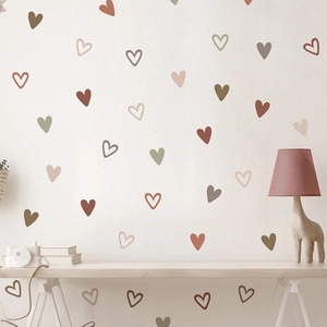 Morandi heart wall stickers in solid and hollow shapes for minimalist home wall decor