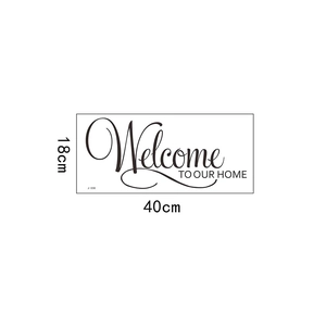 Detailed view of Welcome To Our Home wall sticker measuring 18cm by 40cm for home decor