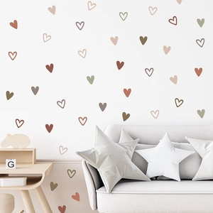 Minimalist Morandi heart wall stickers in earth tones for cozy home interior decor