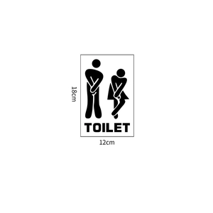 Self-adhesive creative toilet door sticker with silhouette figures and toilet text