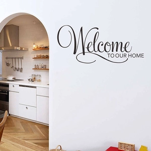 Artistic Welcome To Our Home English Lettering Wall Sticker PVC Decorative Art Decal For Living Room Entrance Modern Decor