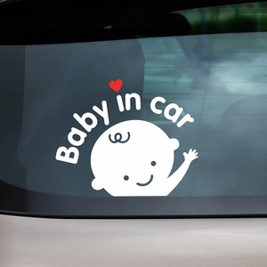 Creative Baby in Car vinyl car sticker with baby icon and red heart for safety decor