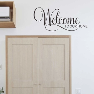 Minimalist black Welcome TO OUR HOME wall sticker for home entryway wall decoration