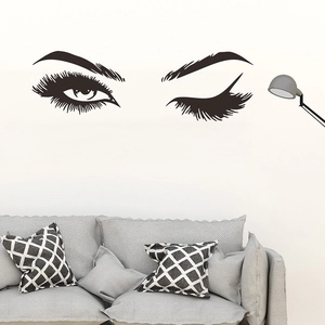 Minimalist black eyelash wall decal stickers for modern bedroom and living room decor
