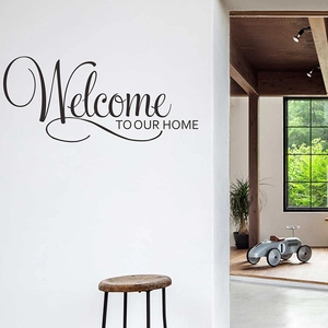 Welcome to Our Home black vinyl wall decal sticker for minimalist living room decor