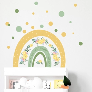 Morandi cartoon rainbow flower wall decal set for living room and bedroom decor