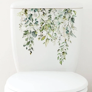 Waterproof tropical eucalyptus vine wall decal for bathroom toilet tank decoration