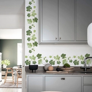 Self-adhesive green vine leaf wall stickers for home living room and kitchen decor